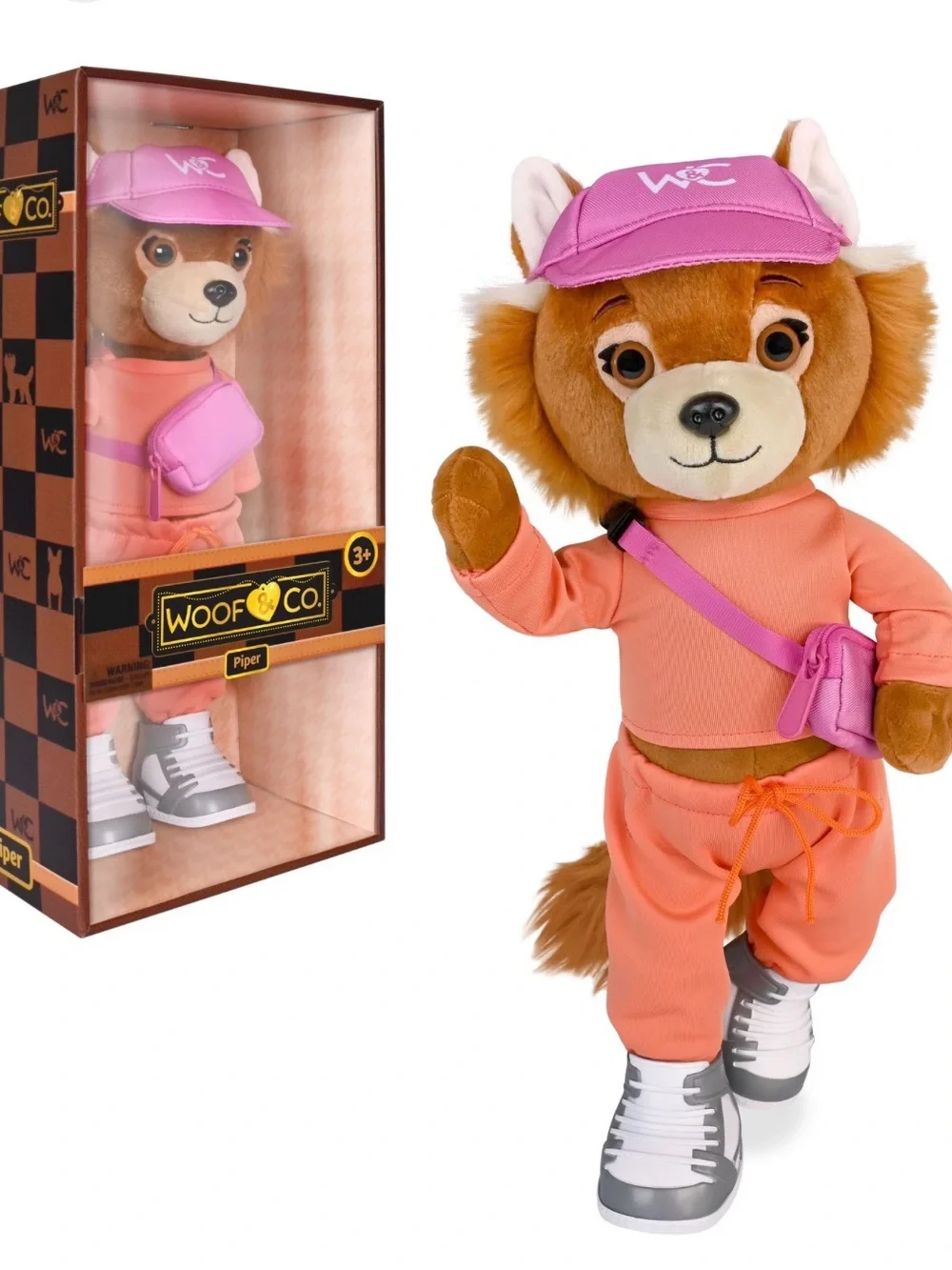 Piper Plush Dog Toy in Pink and Orange - Fashionable Pet Plush